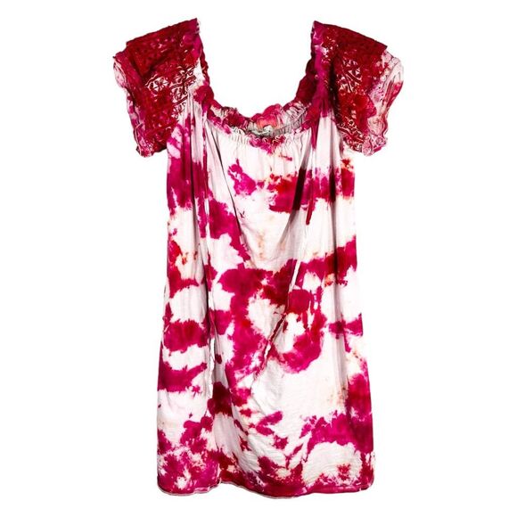Crown & Ivy Plus Size 2X Dress Pink Paradise Tie Dye Handmade‎ Shift Lace 1619 - Picture 1 of 10
